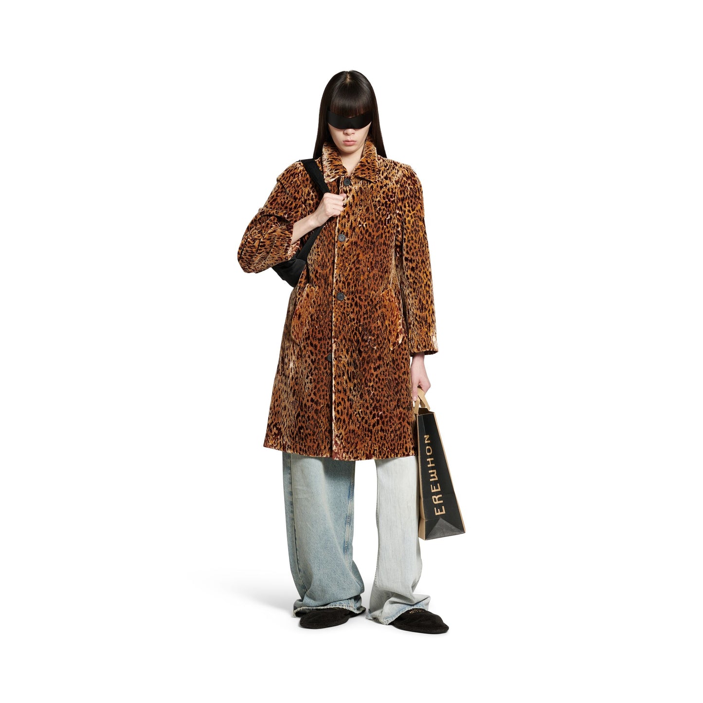 LEOPARD SHRUNK COAT IN BROWN