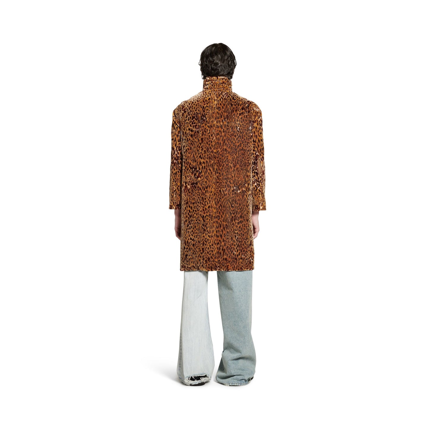 LEOPARD SHRUNK COAT IN BROWN